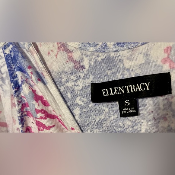 🆕 Ellen Tracy Cobalt Blue & Pink Sleeveless Ruffle Hem Top - Size S - Picture 3 of 5